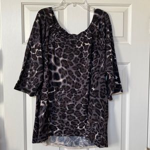 I N C International Concepts - Animal print Neck Crew with 3/4 Sleeves - NWOT